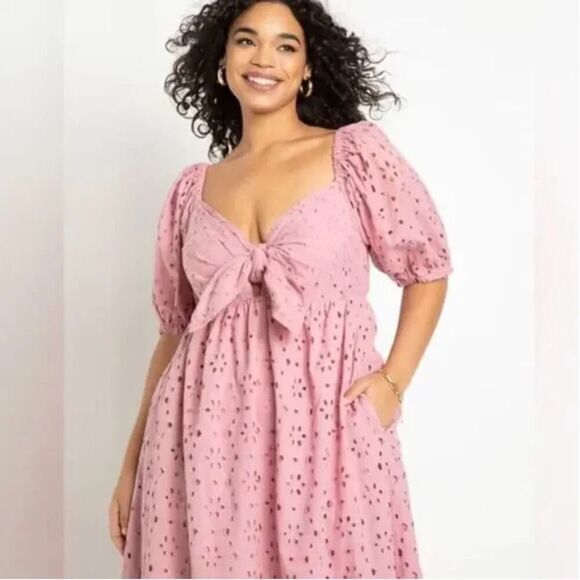 Eloquii Eyelet‎ Tie Front Maxi Dress, 16 - Picture 2 of 16